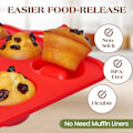 Miniatyrbilde 2 av 6: Silikon Muffinsform for Baking 12 Kopper Non-Stick Cupcakeform Liten Silikon Cupcakeform med Metallforsterket Ramme BPA Fri (1 stk