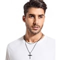 Miniatyrbild 6 av 7: Korshänge för män Korshänge STYRKA Bibelvers Halsband i rostfritt stål 02-Star of David with Cross-Gold