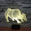 Miniatyrbild 1 av 6: JUSTUP Bull Optisk Illusion 3D LED Sensor Nattlampa med Smart Touch  USB-kabel 7 Färger Ändra Atmosfärlampa för Jul Thanksgiving Dekor