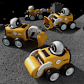 Miniatyrbillede 2 af 6: Astronaut Tegneserie Lastbil Legetøjssæt - Interaktiv Tryk-til-Go Inertilegetøj med Fløjteslydeffekter - Batterifri (Borebil)