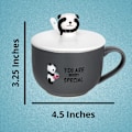 Miniatyrbillede 5 af 5: Grå Panda krus med 3D figur låg og ske, keramisk kaffe- eller tekop, 22OZ