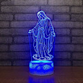 Miniatyrbillede 4 af 5: WJ 3D Jomfru Maria Natlys LED Lampe Illusion 7 Farve Skiftende Touch Control Bord Bord Dekoration Lamper Fødselsdag Gave Akryl Base USB Kabel Legetøj