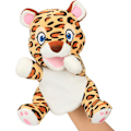 Miniatyrbillede 3 af 5: Plys Cheetah Hånddukke Leopard Vildtdukke, Interaktive Legetøj til Fantasi Spil, Rollespil, Fortælling Undervisning Dukketeater, Brun