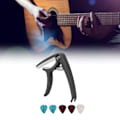 Miniatyrbild 11 av 11: Elektrisk gitarr capo ABS snabb frigöring Ukulele gitarr capo set med 5PCS gitarr plektrum för mandolin banjo svart