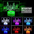 Miniatyrbilde 2 av 8: 3D nattlys, slottlampe (3 mønstre), 7 farger endringsdekorlampe med fjernkontroll, demp, timer, magiske gaver til gutt barn jenter jul bursdag