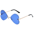 Miniatyrbillede 1 af 6: Fashion Hjerteformede Rimless Solbriller til Kvinder Fashion Metal Kørebriller Sjove Solbriller til Halloween Julefest