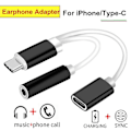 Pikkukuva 5 / 5: Musta USB-C-3,5 mm:n äänikaapeli, USB-C-puhelimen lataussovitin