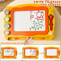 Miniatyrbilde 6 av 7: Stor Magnetisk Tegnebrett for Småbarn, Magnetisk Kriblebrett for Barn, Etch A Sketch Magnet Slettbart Skrivebrett, Førskolepedagogisk yellow