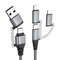 Miniatyrbild 1 av 5: USB C Multi Snabbladdningskabel PD 3A Data Synk Nylon Flätad Sladd USB A/C till Typ C/Micro/iPhone Adapter QC Snabbladdning Kompatibel med iPhone Lap