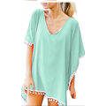 Miniatyrbillede 1 af 4: Kvinders Chiffon Badetøj Strand Badetøj Cover Ups til Badetøj --- Blå F（Størrelse 2XL）