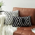 Miniatyrbillede 3 af 7: Sæt med 2 sorte lændepudebetræk 12 x 20 tommer Boho Aztec Polyester Blend Dekorative Pudebetræk til Sofa Sofa Seng Dekoration