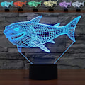 Pikkukuva 2 / 9: 3D Hai-yövalo LED-illuusiolamppu 7 väriä vaihtuva pöytälamppu kosketusohjauksella USB-kaapelilla Makuuhuoneen sisustus Juhla- ja syntymäpäivälahjat Lelut
