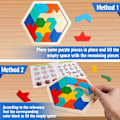 Miniatyrbild 4 av 6: Skrtuan Trä Hexagon Pussel för Barn Vuxna Hjärnteaser Block Pusselspel Leksak Form Mönster Block Tangram Geometri Logik IQ ST