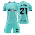 Miniatyrbilde 1 av 2: 23/24 FC Barcelona To Borte Børns Fodboldtrøje Sæt 21 F.DE JONG barnstorlekar18
