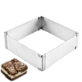 Miniatyrbillede 1 af 5: Firkant Mousseform, Rustfrit Stål Firkant Kageform Ring Firkant Mousse Ring Indtrækkelig Kiks Kageform Kageform Bageværktøj