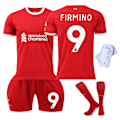 Miniatyrbillede 1 af 2: Liverpool Børnefodboldsæt 2023-2024 med Strømper og Knæbeskyttere - Nr. 9 FIRMINO#18 No.9 FIRMINO #18