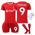 Pikkukuva 1 / 2: 2023-2024 Liverpoolin lasten jalkapalloasusetti, jossa sukat ja polvisuojat - nro 9 FIRMINO#22 No.9 FIRMINO #22