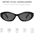 Miniatyrbilde 2 av 5: Ovale Cat Eye Solbriller for Kvinner Retro Y2K Stil MS52372 Black