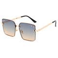 Miniatyrbillede 1 af 3: Kvindernes Rimless Oversized Studded Solbriller Gradient Linse Nitte Mode