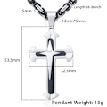 Pikkukuva 4 / 6: Ristiriipus Kaulakoru Miehille Pojille Ruostumaton Teräs Kulta Hopea Bysantti Ketju 22 24 26 28 30 Tuumaa Black Cross1 Black Silver Tone