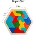 Miniatyrbild 6 av 6: Skrtuan Trä Hexagon Pussel för Barn Vuxna Hjärnteaser Block Pusselspel Leksak Form Mönster Block Tangram Geometri Logik IQ ST
