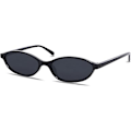 Miniatyrbillede 1 af 6: Retro Ovale Solbriller til Kvinder Chic Cat Eye 90'er Solbriller Letvægts Smalle Shades Trendy UV-beskyttelse Solbriller Black Frame - Black Lens