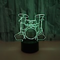 Miniatyrbillede 3 af 6: JUSTUP 3D trommesæt natlys berøring bord skrivebord optisk illusion lamper 7 farve skiftende lys hjem dekoration jule fødselsdag gave（Stil 20）