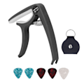 Miniatyrbild 1 av 11: Elektrisk gitarr capo ABS snabb frigöring Ukulele gitarr capo set med 5PCS gitarr plektrum för mandolin banjo svart