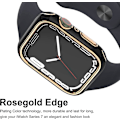Miniatyrbild 3 av 5: För Apple Watch Series 7 41mm, Pläterad styv PC-ramfodral Slim All-Around Bumperfodral för Apple Watch Series 7 (roséguld svart)