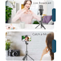 Miniatyrbillede 6 af 7: Selfie Stick, Ny 6 i 1 Bluetooth Selfie Stick med Lys, Foldbar Selfie Stick Tripod (Sort, Dobbelte Udfyldningslys)