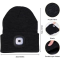 Miniatyrbillede 4 af 5: LED Vinterhue Mænds Vinterhue LED Hue 4 LED Forlygte Hue LED Forlygte Vinter Strikhue Sort