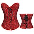 Miniatyrbillede 1 af 5: Kvindernes Talje Cincher Snøre Boned Baskisk Korset Shapewear-Sort Rød(S)
