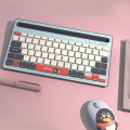 Miniatyrbild 3 av 5: Trådlöst Bluetooth-tangentbord, bärbart kontor, tunt kombinationstrådlöst tangentbord, kompakt tangentbord med genvägar, 10 m räckvidd, tyst, rosa tangentbord