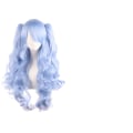 Miniatyrbild 1 av 2: Lolita lång lockig clip på hästsvans cosplay peruk, dubbel hästsvans tiger clip lång lockig peruk (ljusblå)