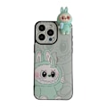 Pikkukuva 1 / 4: labubv 3D Hahmokännykkäkotelo: Pupujussikuosi jalustalla, sopii iPhone 11 - 16 -sarjoille ja niin edelleen (vihreä) green iPhone12