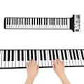 Miniatyrbillede 4 af 11: Blød silikone keyboard klaverrulle foldbar bærbar 61-tasters sort hvid med højttaler