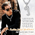 Miniatyrbilde 4 av 7: Krone Initial A-Z Halskjede, Iced Out Bokstavanheng med 22-24 Tommers Kjede, Menn Kvinner Bling Hip Hop Alfabet Navn Smykker Gave Stor In X Silver