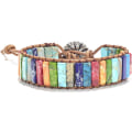 Miniatyrbillede 2 af 7: AVEKI 7 Chakra armbånd til kvinder med ægte sten læder wrap helbredende perle armbånd kvinder mænd Boho venskabs smykker, solsikke knap