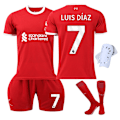 Miniatyrbillede 1 af 2: Liverpool Børnefodbolddragt 2023-2024 med Strømper og Knæbeskyttere - Nr. 7 LUIS DIAS#24 No.7 LUIS DIAS #24