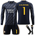 Miniatyrbilde 1 av 2: Madrid COURTOIS #5 2023/2024 RM Langarmet høst, vinter Borte Barn Fotballdrakt/Shorts/Sokker Sett   Ungdom barn Størrelser 28