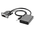 Miniatyrbilde 1 av 5: VGA til HDMI-kabelkonverter VGA hann til HDMI hunn datamaskintilkobling TV med lydkabelkontakt, 2-pakning