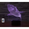 Miniatyrbillede 1 af 8: WJ 3D Haj Remote Control 16 Farve Natlys Illusion Akryl LED Bordlampe Sengebordslampe Børns Soveværelse Skrivebordsdekoration Fødselsdagsgaver Legetøj til Børn