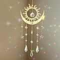 Miniatyrbillede 1 af 5: WJ123 Solfangere Krystal Vindklokker - Stor Sol og Måne Solfanger til Vinduer Hængende Prisma Krystaller Boho Hjem Have Baghave R Prism Sun
