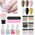 Miniatyrbilde 10 av 11: Negle dypping pulver sett neglekunst pulver topp base coat gel støv børste manikyr verktøy settK1215
