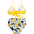 Miniatyrbild 3 av 4: Damomslag Bikini Set Push Up Hög Midja Tvådelad Baddräkt Split Ormhud Tryck Baddräkt för Simning (gul blomma)  XXL
