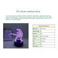 Miniatyrbillede 2 af 5: JUSTUP Dinosaur Series Natlampe 16 Farver 3D LED Illusion Lampe Fjernbetjening Legetøj Børns Hjem Dekoration Lys -- Dinosaur R（Sort Sæde）