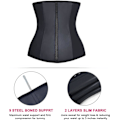 Miniatyrbillede 6 af 8: Taljetræner til kvinder Latex Underbust Waist Cincher Korset Sport Girdle Timeglas Body Shaper M Black