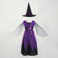 Miniatyrbillede 1 af 2: Halloween Børnekostume Anime Kostume Heks Cosplay Halloween Kostume (12-13 År, Lilla Lang Heks)