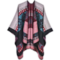 Miniatyrbillede 1 af 6: Dame Shawl Wraps Åben Front Rejse Poncho Kappe Varmt Oversized Plaid Trøjer Casual Cardigan Shawls til Efterår Vinter, Diamond Tote
