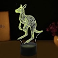 Miniatyrbillede 2 af 4: 3D Kænguru Natlampe Lampe Illusion Natlampe 7 Farve Skiftende Touch Switch Skrivebordsdekoration Lamper Gave med Akryl Flad ABS Base USB Kabel Legetøj
